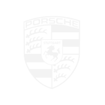 Weißes, transparentes Logo von der Automarke Porsche